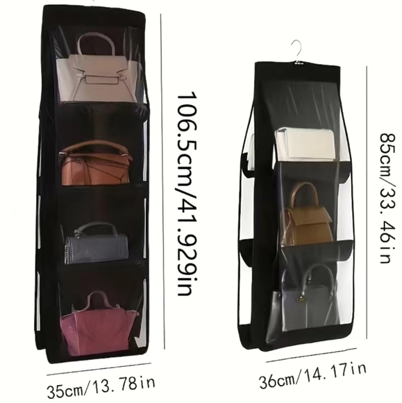 HANGING HANDBAG ORGANIZER -- 8 Pockets Handbag Organizer, black, NEW IN PACKAGE. - Picture 2 of 6